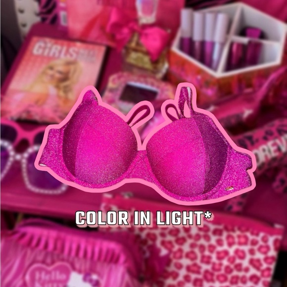 Victorias Secret/PINK Hot Pink Sparkly Two Piece Bikini - Picture 4 of 4